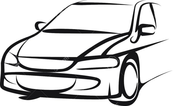 Машина контур на белом фоне