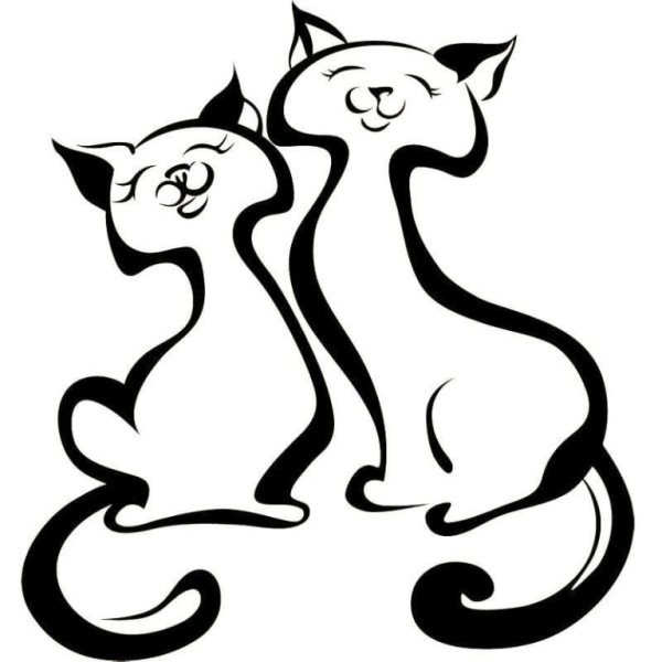 Силуэт влюбленных кошек