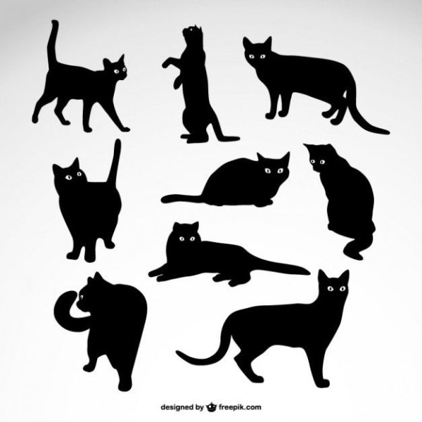 Стилизованные силуэты котов
