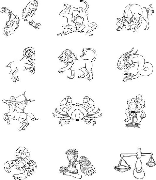 Знаки зодиака контур