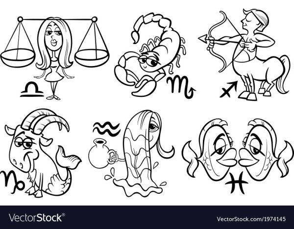 Знаки зодиака вектор черно белые