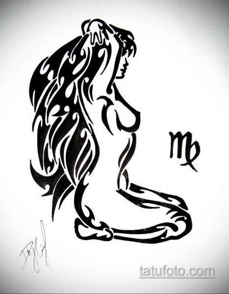 Тату трайбл Зодиак Дева