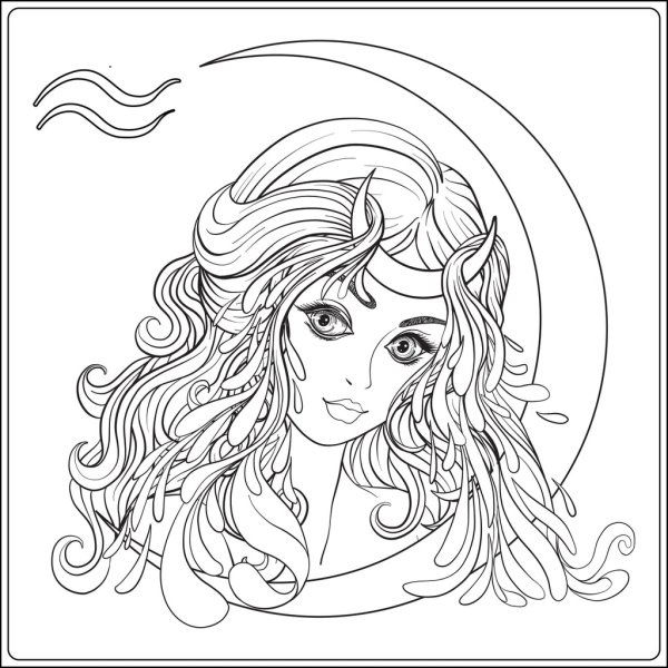 Раскраски Водолей девушка