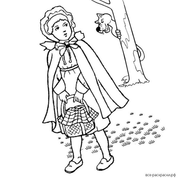 Сказка красная шапочка раскраска