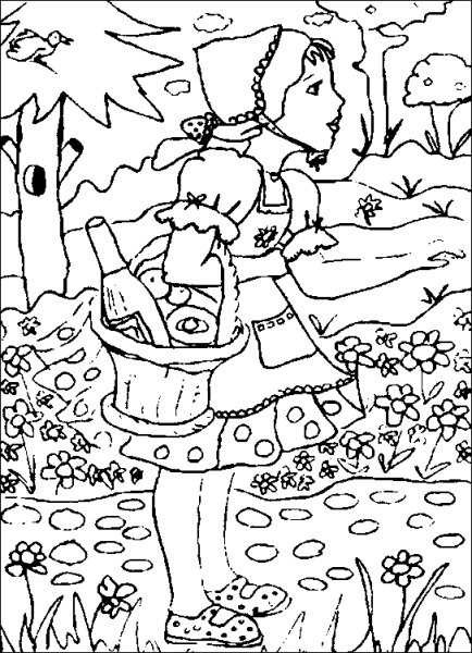 Перро красная шапочка раскраска