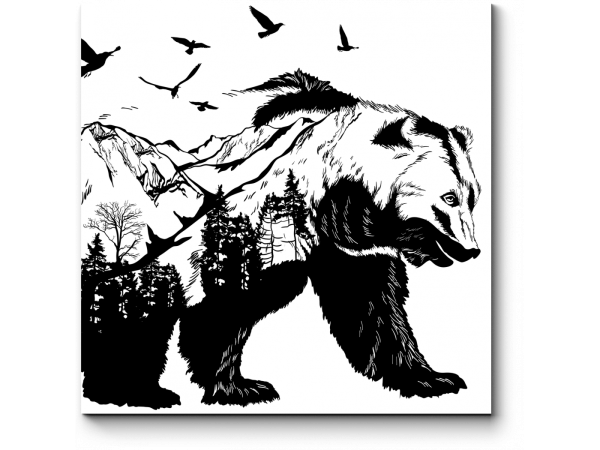 Гравировка медведь