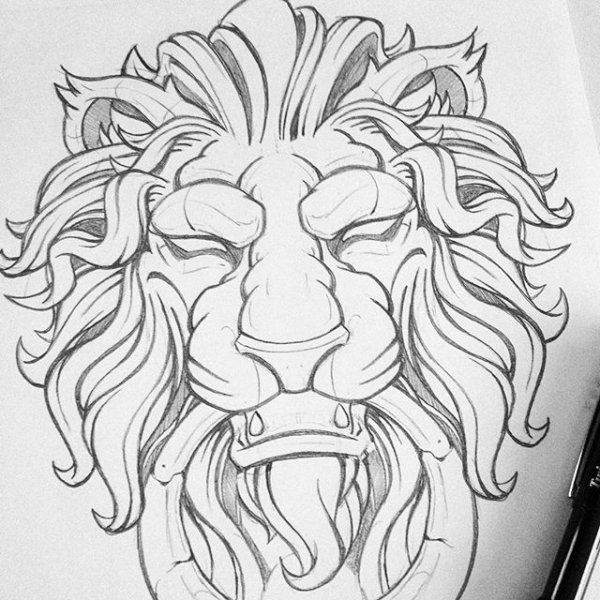 Лев тату эскиз