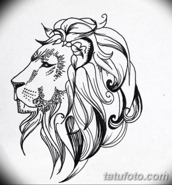 Тату Лев в профиль