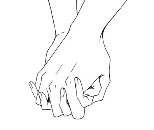 Контур рук влюбленных