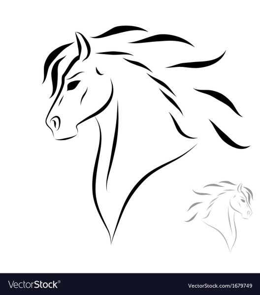 Трафарет голова лошади с гривой