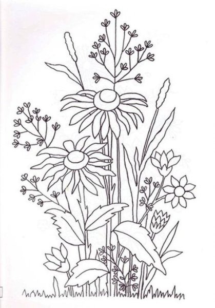 Трафарет для вышивки гладью полевые цветы