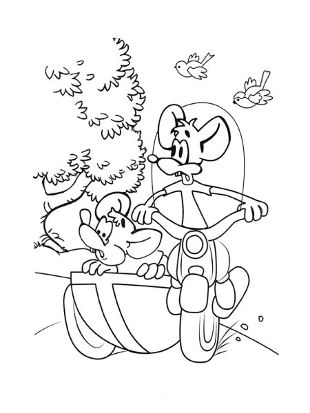 Раскраска кот Леопольд и мыши