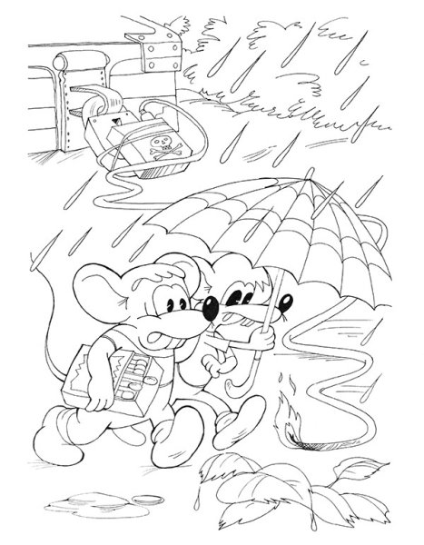 Раскраска кот Леопольд и мыши