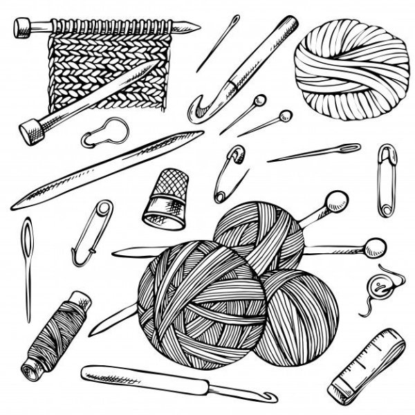 Моток и крючок иллюстрации