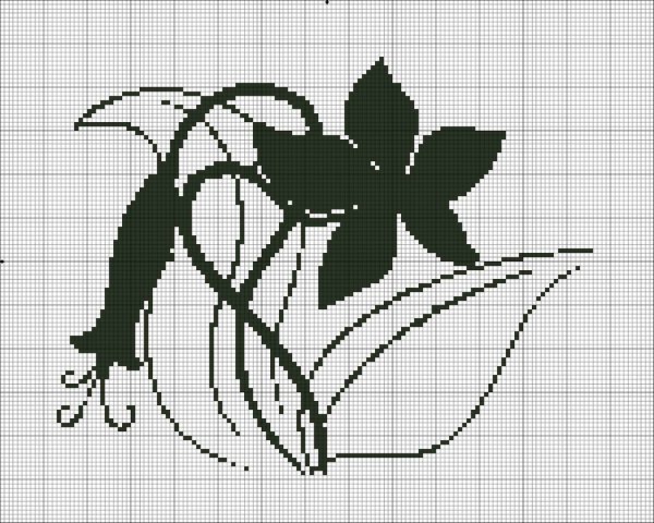 Монохромная вышивка цветы