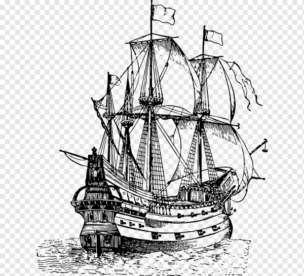 Раскраска корабль с парусами