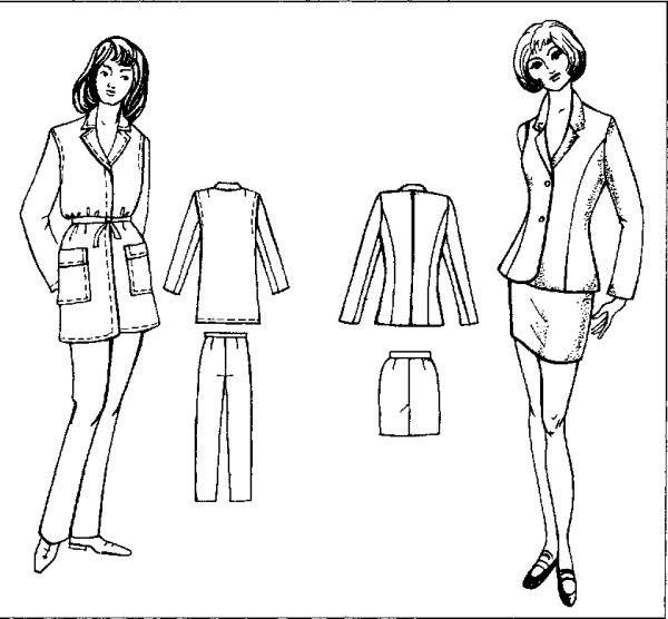 Зарисовка моделей одежды на фигуре человека