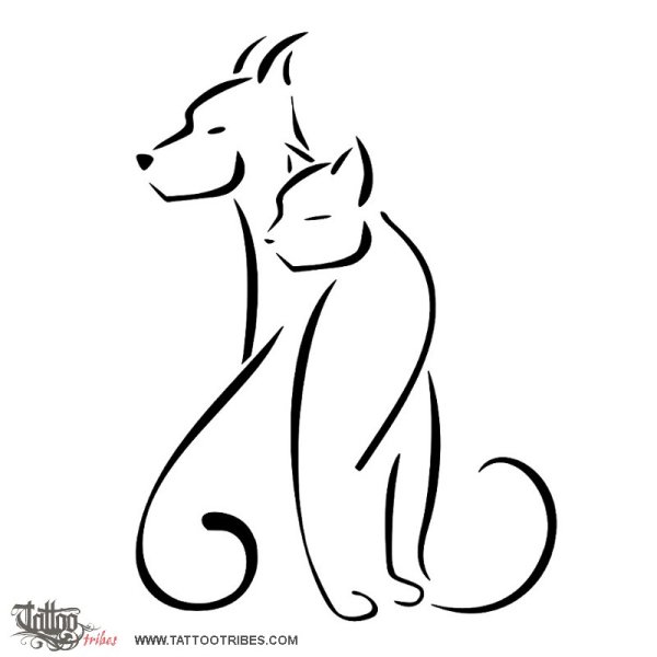 Контур собаки и кошки