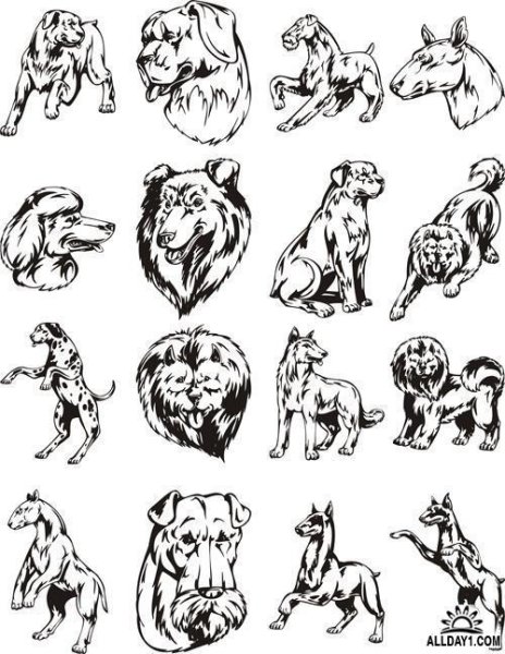 Эскизы тату мелкие собаки