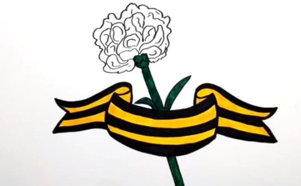 Раскраска гвоздика с георгиевской лентой