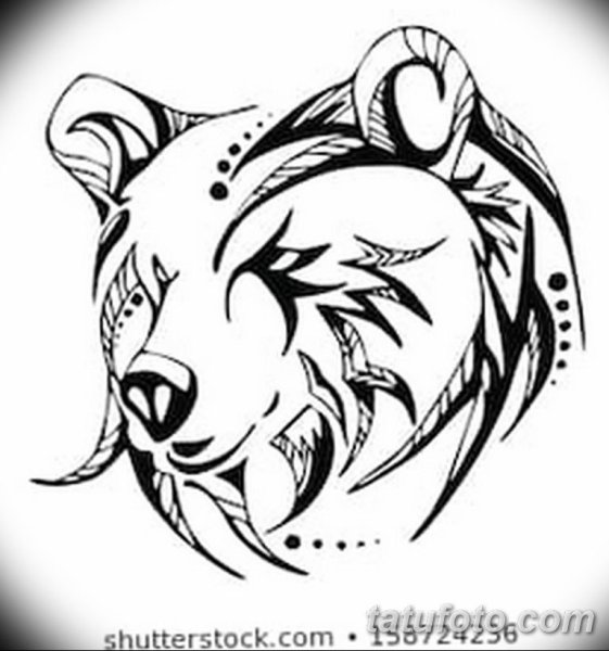 Тату медведь контур