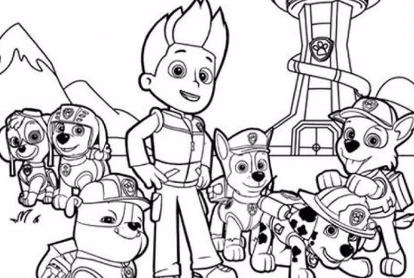 Щенячий патруль Райдер разукрашка