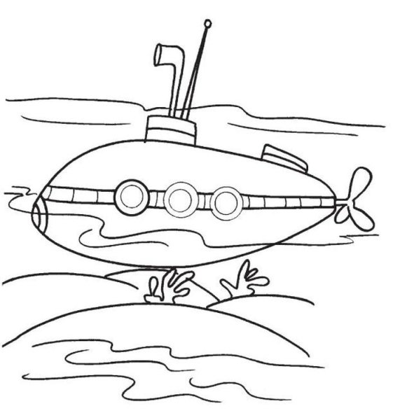 Подводная лодка раскраска