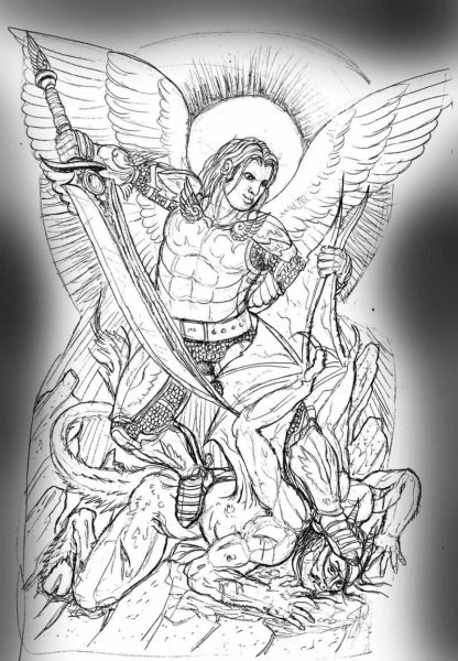 Архангел Михаил прорись иконы