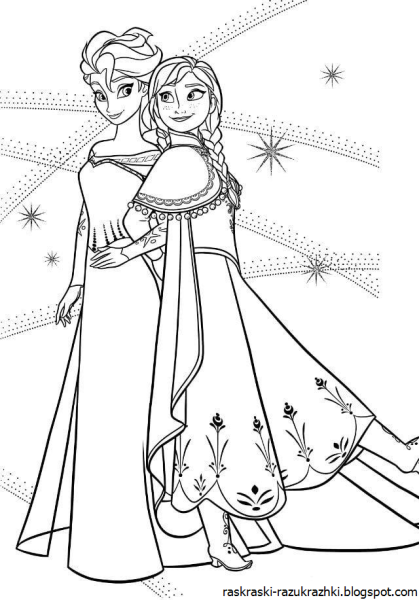 Раскраски для девочек Elsa Anna