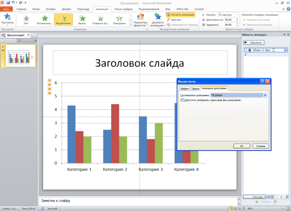 Диаграммы в POWERPOINT