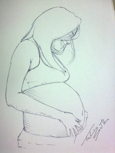 Беременная карандашом