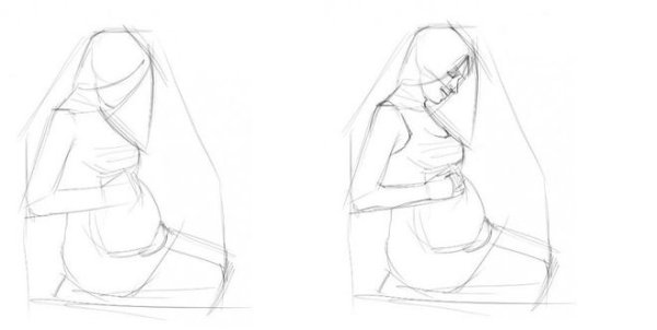 Рисунок девушки беременной поэтапно