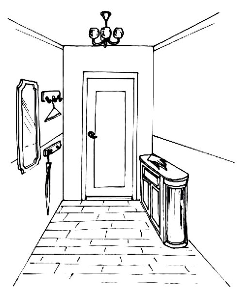 Эскиз интерьера прихожей