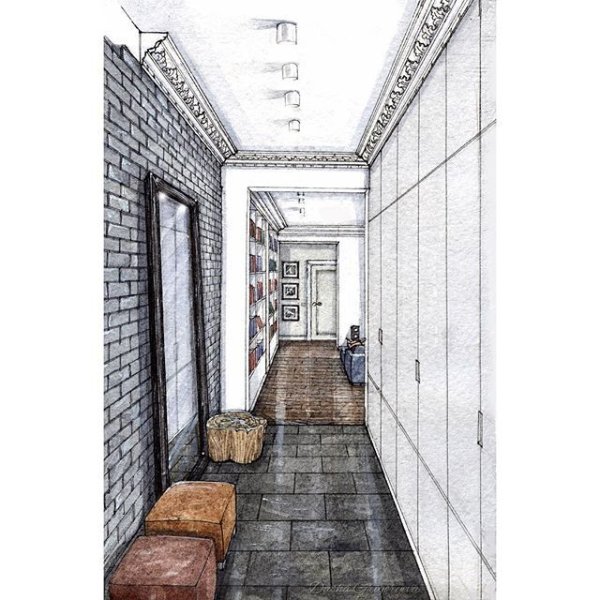 Линейная перспектива интерьер комнаты