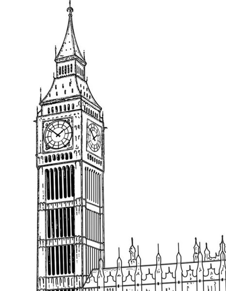 Башня Биг Бен в Лондоне рисунок