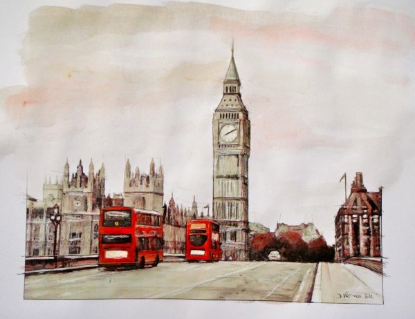 Лондон акварель