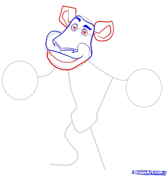 Нарисовать Алекса из Мадагаскара поэтапно