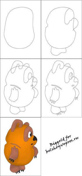 Нарисовать Винни пуха поэтапно