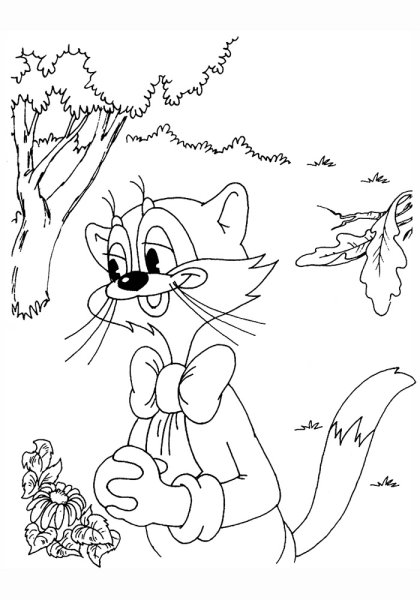 Кот Леопольд раскраска