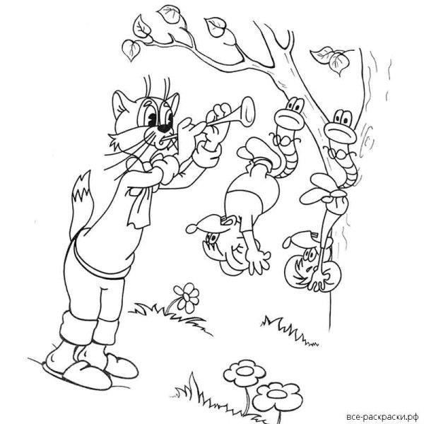 Новогодние раскраски кот Леопольд