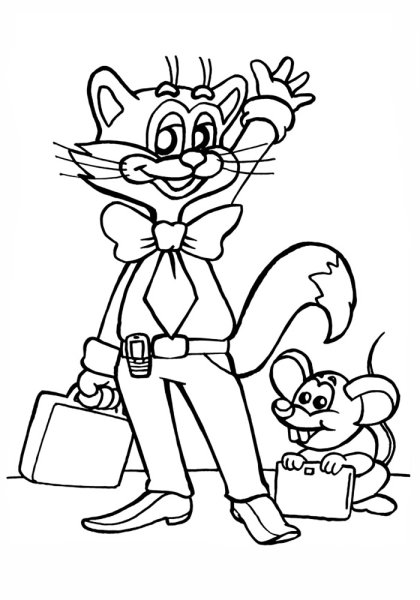 Рисунок кота Леопольда и мышей