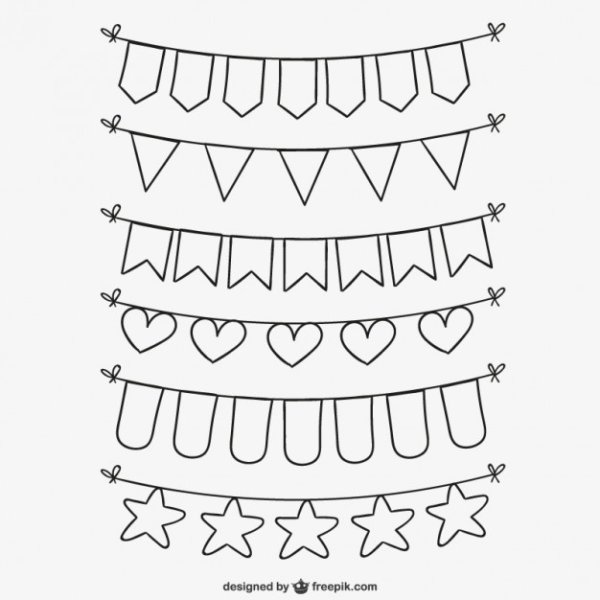 Праздничные флажки черно белые