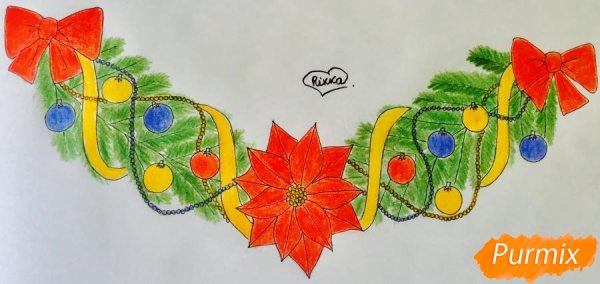 Елочная гирлянда карандашом
