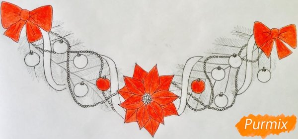 Новогодняя гирлянда рисунок карандашом
