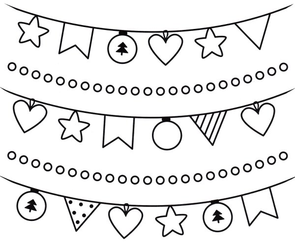 Новогодняя гирлянда раскраска