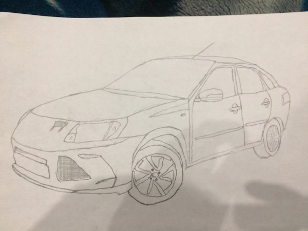 Рисование Лада Гранта лифтбек