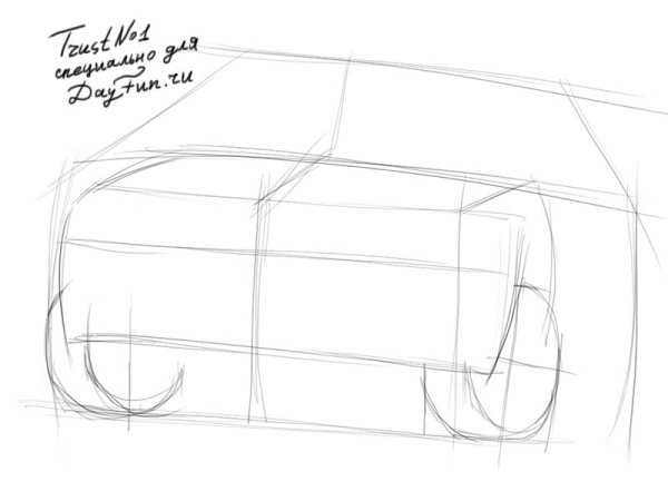 Рисуем приору карандашом поэтапно