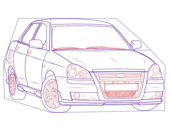 Раскраска Лада Приора тюнинговая