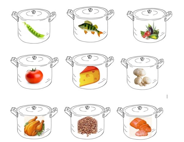 Продукты задания для дошкольников