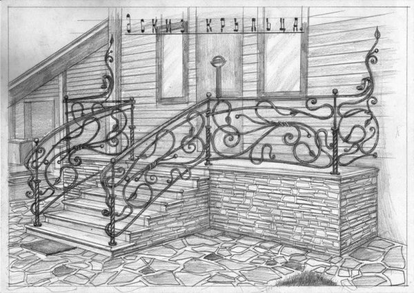 Кованые перила карандашом